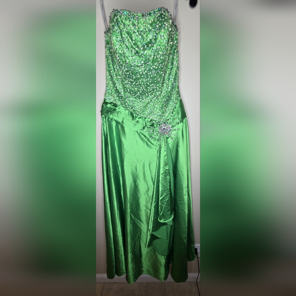 Tiffany Designs Women's Vtg Evening Gown Prom Braidsmaid Dress Green Beaded